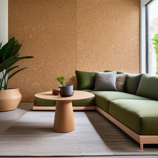 Sustainable cork wallpaper texture on modern walls